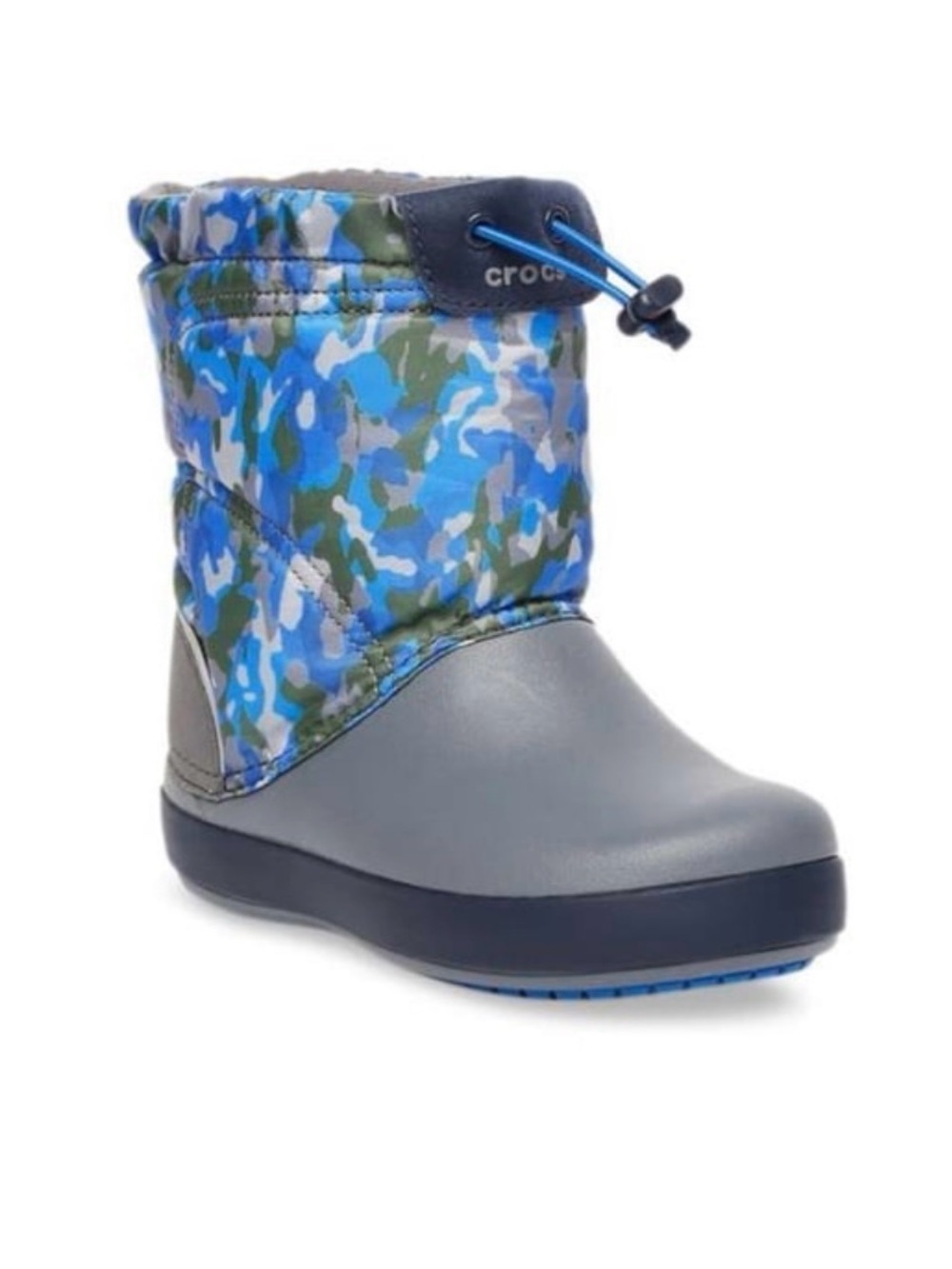 Kids crocs Crocband LodgePoint Graphic Winter boots blue camo and grey size J1